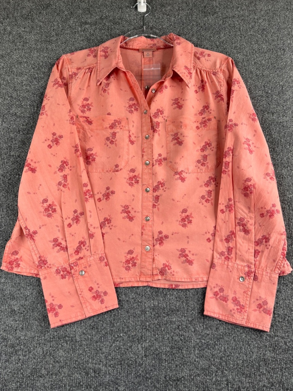 Sundance Women's Coral 100% Lyocell Floral Long Sleeve Button-Up Shirt